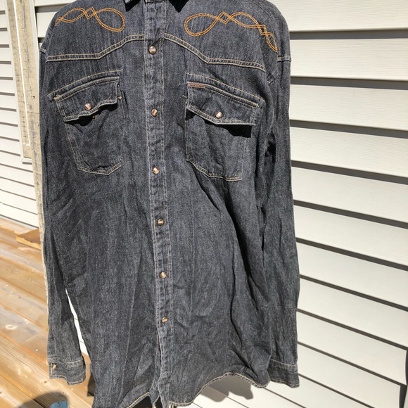 Dodge Ram branded denim pearl snap dark washed - Picture 2 of 7